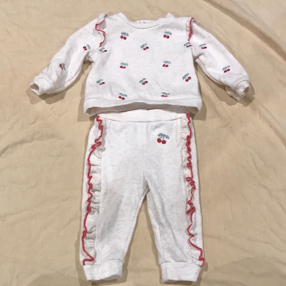 Nicole Miller Cherry Baby Outfit with Ruffles